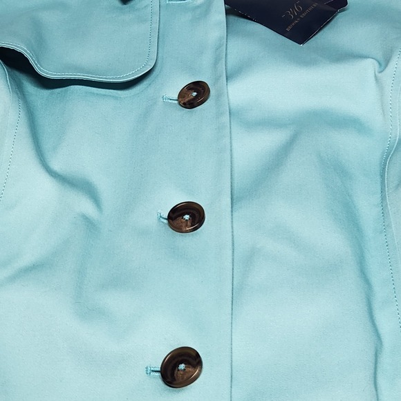 Brooks Brothers Womens Pastel Blue Belted Mid Length Trench Coat Lined 4 NWT - Picture 3 of 13